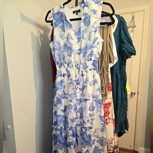 Floral Blue and White Dress - 1STATE